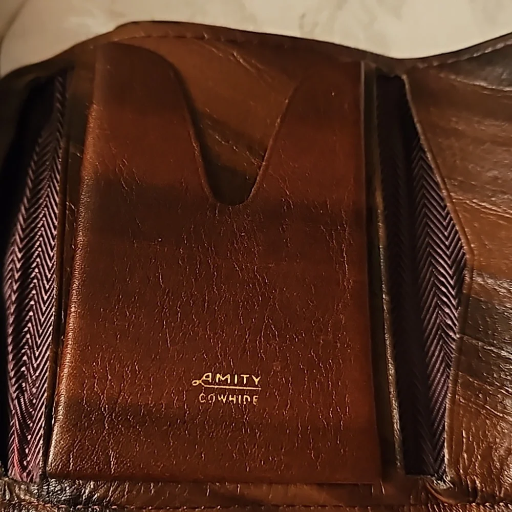 Amity Leather Trifold Wallet.